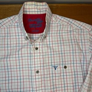 Wrangler 20X Medium Competition Western Shirt White Tattersall Check Comfort